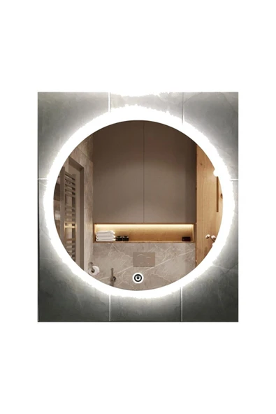 GLOBAL LED MIRROR 60 Cm Dokunmatik Tuşlu Yuvarlak Ledli Ayna Banyo Aynası Dekoratif Ayna Boy Ayna Salon Duvar Ayna ürün görseli 1