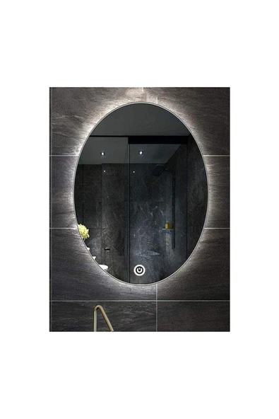 GLOBAL LED MIRROR 73x93 Cm Dokunmatik Tuşlu Elips Ledli Ayna Banyo Aynası Dekoratif Ayna Boy Ayna Salon Duvar Ayna ürün görseli 1