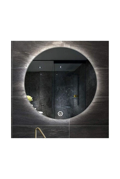 GLOBAL LED MIRROR 90 Cm Dokunmatik Tuşlu Yuvarlak Ledli Ayna Banyo Aynası Dekoratif Ayna Boy Ayna Salon Duvar Ayna ürün görseli 1