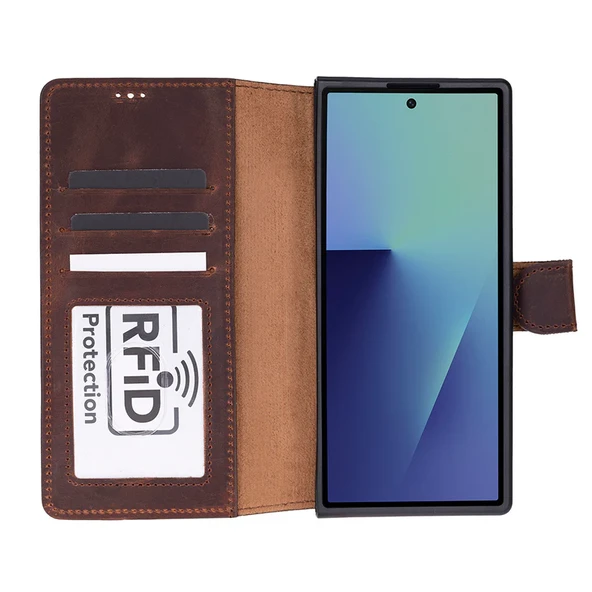 Samsung Galaxy Z Fold7 Uyumlu Manyetik Hakiki Deri Cüzdan Kılıf ,Cüzdan Taşımaya Son, Kredi Kart Yuvalı, RFID Güvenlik ürün görseli 1