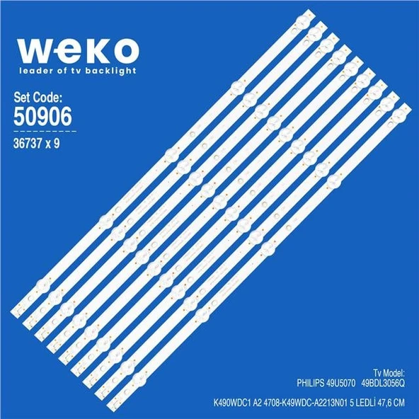 Wkset-5906 36737X9 K490wdc1 A2 4708-K49wdc-A2213N01 9 Adet Led Bar (Tvnizi açıp içindeki led barla birebir aynısı olduğunu görmeden almayınız. Sonrasında iade ALMAMAKTAYIZ.) ürün görseli 1