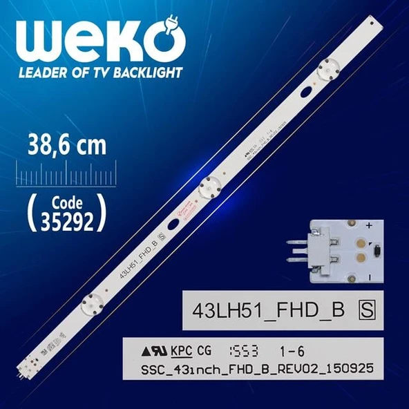SSC_43INCH_FHD_B_REV02_150925 - 43LH51_FHD_B S - (38.6 Cm) 3 Ledli - (WK-410) Tv Led Bar (Tvnizi açıp içindeki led barla birebir aynısı olduğunu görmeden almayınız. Sonrasında iade ALMAMAKTAYIZ.) ürün görseli 1