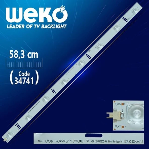 Arcelik_55_Apollon_8X8+8X7_2121C_8S1P_Nh_L1 P76 4X8 Zbj60600-Aa - 58.3 Cm 8 Ledli - (Wk-42) ürün görseli 1