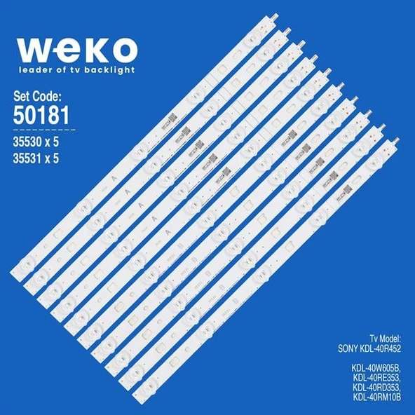 Wkset-5181 35530X5 35531X5 Lg Innotek 40Inch Ndsoem 10 Adet Led Bar (38Cm) (Tvnizi açıp içindeki led barla birebir aynısı olduğunu görmeden almayınız. Sonrasında iade ALMAMAKTAYIZ.) ürün görseli 1