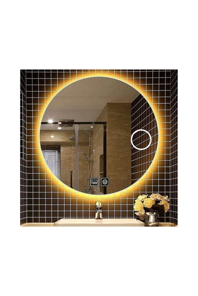 GLOBAL LED MIRROR 70 Cm Makyaj Aynalı Dokunmatik Tuşlu Buğu Yapmayan Ledli Yuvarlak Banyo Aynası ürün görseli 1
