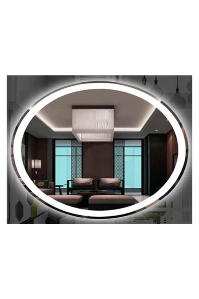 GLOBAL LED MIRROR 65x85 Cm Kumlamalı Elips Ledli Ayna Banyo Aynası Dekoratif Ayna Boy Ayna Salon Duvar Ayna ürün görseli 1