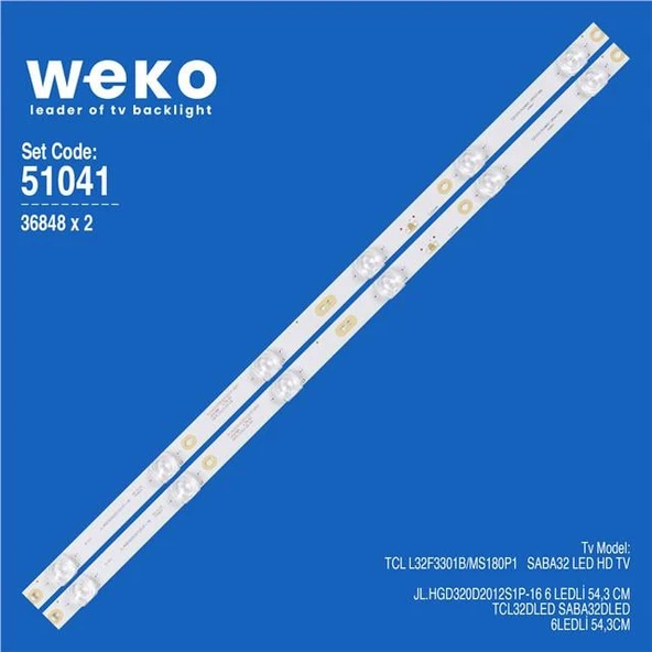 Wkset-6041 36848X2 Jl.Hgd320d2012s1p-16 2 Adet Led Bar (Tvnizi açıp içindeki led barla birebir aynısı olduğunu görmeden almayınız. Sonrasında iade ALMAMAKTAYIZ.) ürün görseli 1