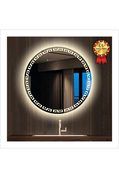 GLOBAL LED MIRROR Banyo Lavabo Aynası Ledli Yuvarlak 70 Cm Ayna Özel Desenli ürün görseli 1