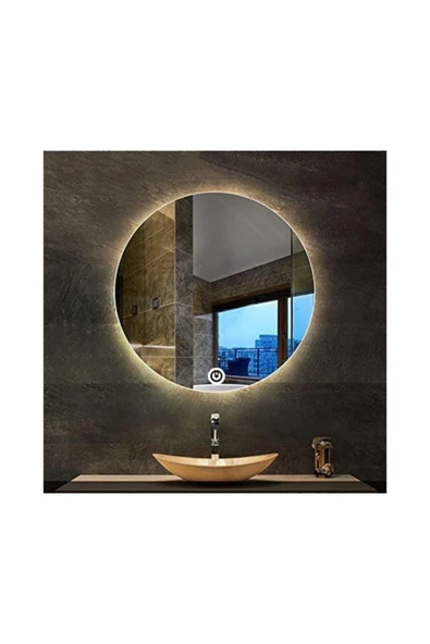 GLOBAL LED MIRROR 45 Cm Dokunmatik Tuşlu Yuvarlak Ledli Ayna Banyo Aynası Dekoratif Ayna Boy Ayna Salon Duvar Ayna ürün görseli 1