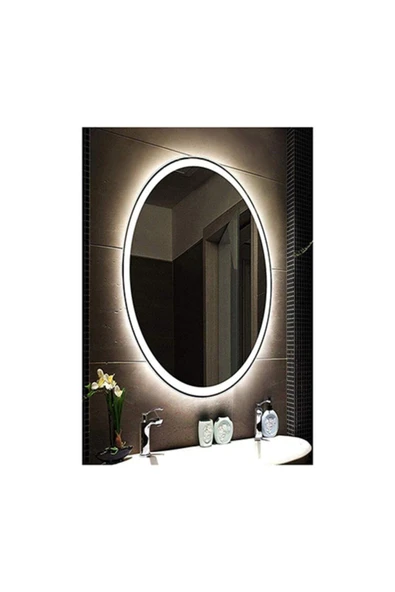 GLOBAL LED MIRROR 35x55 Cm Kumlamalı Elips Ledli Ayna Banyo Aynası Dekoratif Ayna Boy Ayna Salon Duvar Ayna ürün görseli 1