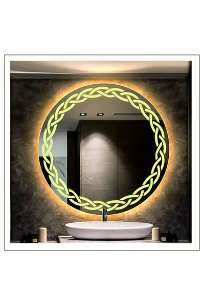 GLOBAL LED MIRROR 70 Cm Günışığı Ledli Tasarım Kumlamalı Banyo Aynası Makyaj Aynası Işıklı Ayna ürün görseli 1