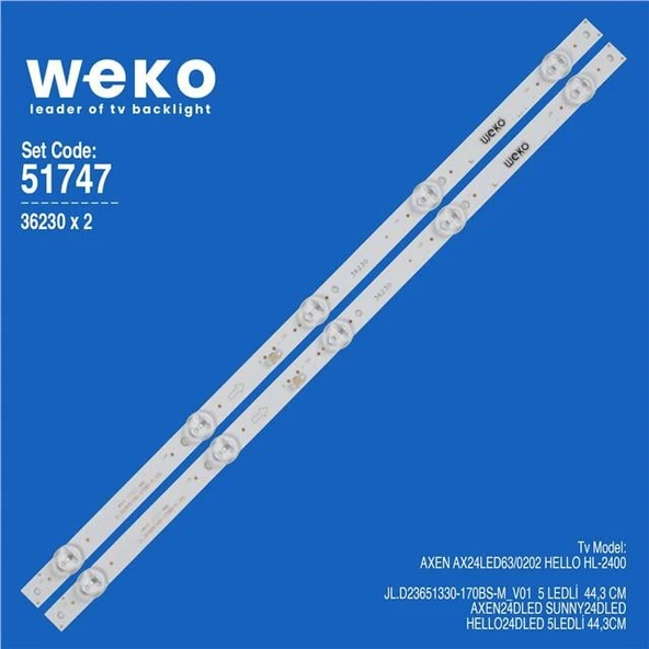 Wkset-6747 36230X2 Jl.D23651330-170Bs-M_V01  2 Adet Led Bar (Tvnizi açıp içindeki led barla birebir aynısı olduğunu görmeden almayınız. Sonrasında iade ALMAMAKTAYIZ.) ürün görseli 1