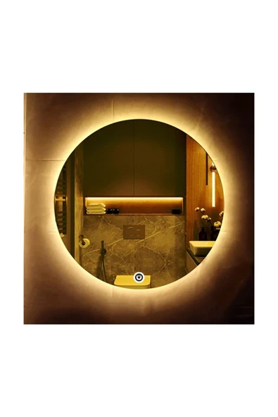 GLOBAL LED MIRROR 85 Cm Dokunmatik Tuşlu Yuvarlak Ledli Ayna Banyo Aynası Dekoratif Ayna Boy Ayna Salon Duvar Ayna ürün görseli 1