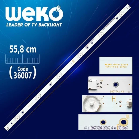 500TT42 V4 - SX-11800732B0-2F583-0-A-560 - 3444 R - 6 LEDLİ - 55.8 CM - Tv Led Bar (Tvnizi açıp içindeki led barla birebir aynısı olduğunu görmeden almayınız. Sonrasında iade ALMAMAKTAYIZ.) ürün görseli 1