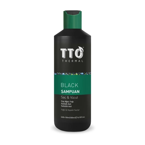 TTO Saç Ve Vücut Şampuanı 400 + 100 Ml Black ( Çay Ağacı Yağı / Tea Tree Oıl) ürün görseli 1