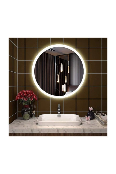GLOBAL LED MIRROR 85 Cm Kumlamalı Yuvarlak Ledli Ayna Banyo Aynası Dekoratif Ayna Boy Ayna Salon Duvar Ayna ürün görseli 1