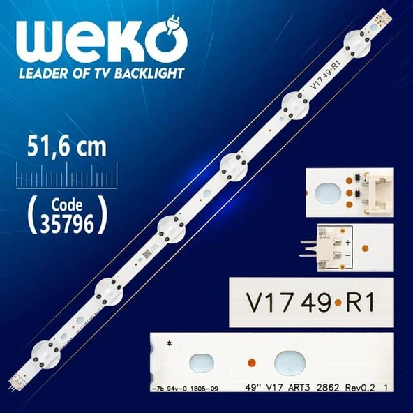 49'' V17 ART3 2863 REV0.2 1 - V17 49 R1 - (51.6 Cm) - 6 Ledli - (WK-1262) Tv Led Bar (Tvnizi açıp içindeki led barla birebir aynısı olduğunu görmeden almayınız. Sonrasında iade ALMAMAKTAYIZ.) ürün görseli 1