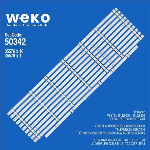 Wkset-5342 35576X10 35578X1 Jl.D65071330-078As-M/Jl.D65042330-078Hs-M 11 Adet Led Bar (Tvnizi açıp içindeki led barla birebir aynısı olduğunu görmeden almayınız. Sonrasında iade ALMAMAKTAYIZ.) ürün görseli 1