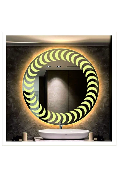 GLOBAL LED MIRROR 70 Cm Günışığı Ledli Tasarım Kumlamalı Banyo Aynası Makyaj Aynası Işıklı Ayna ürün görseli 1