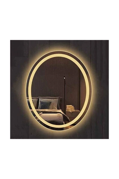 GLOBAL LED MIRROR 80x100 Cm Kumlamalı Elips Ledli Ayna Banyo Aynası Dekoratif Ayna Boy Ayna Salon Duvar Ayna ürün görseli 1