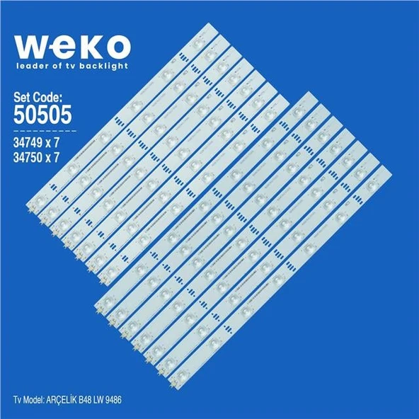 Wkset-5505 34749X7 34750X7 Arcelik_48_Zkn60600 Zkp6060 14 Adet Led Bar (Tvnizi açıp içindeki led barla birebir aynısı olduğunu görmeden almayınız. Sonrasında iade ALMAMAKTAYIZ.) ürün görseli 1