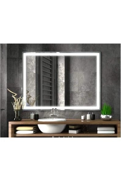 GLOBAL LED MIRROR 70x56 Ledli Ayna Banyo Aynası Içten Işıklı Ayna 80*60 Cm ürün görseli 1