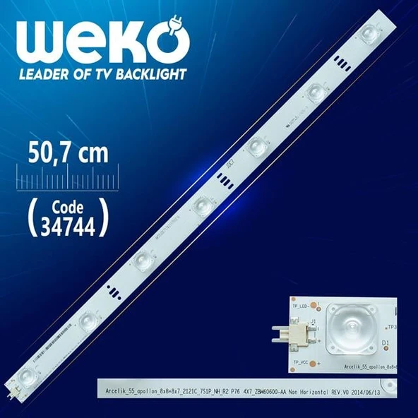 ARCELİK_55_APOLLON_8X8+8X7_2121C_7S1P_NH_R2 P76 4X7 ZBM60600-AA - 50.7 Cm 7 Ledli - WK-45 Led Tv Bar ürün görseli 1