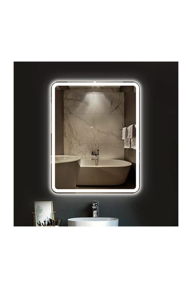GLOBAL LED MIRROR 50x65 Cm Kumlamalı Ledli Ayna Duvar Salon Banyo Wc Ofis Yatak Odası Boy Ledli Ayna ürün görseli 1