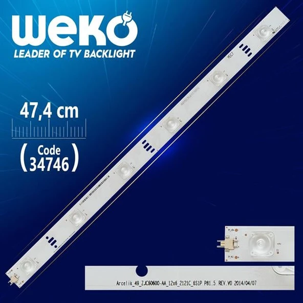 ARCELİK_49_ZJC60600-AA_12X6_2121C_6S1P P81.5 REV.V0 - 47.4 Cm 6 Ledli - WK-47 Led Tv Bar ürün görseli 1