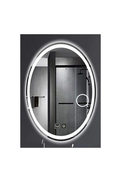 GLOBAL LED MIRROR 73x93 Cm Makyaj Aynalı Dokunmatik Tuşlu Buğu Yapmayan Ledli Elips Banyo Aynası ürün görseli 1