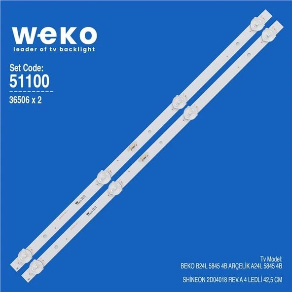 Wkset-6100 36506X2 Shineon 2D04018 Rev.A 2 Adet Led Bar (Tvnizi açıp içindeki led barla birebir aynısı olduğunu görmeden almayınız. Sonrasında iade ALMAMAKTAYIZ.) ürün görseli 1