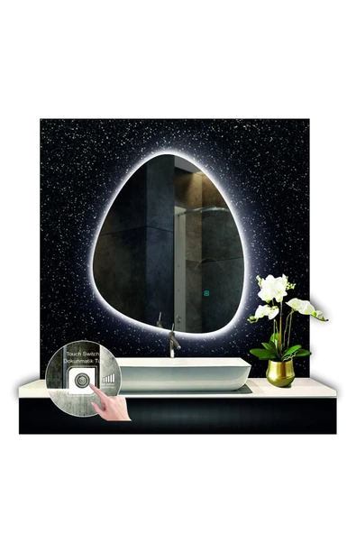 GLOBAL LED MIRROR 80 Cm Çapında Dokunmatik Ledli Asimetrik Banyo Aynası Dekoratif Makyaj Aynası Ledli Dikey Ayna ürün görseli 1