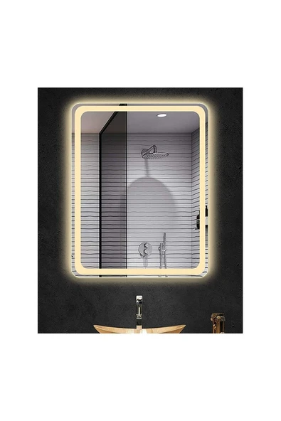 GLOBAL LED MIRROR 60x70 Cm Kumlamalı Ledli Ayna Duvar Salon Banyo Wc Ofis Yatak Odası Boy Ledli Ayna ürün görseli 1