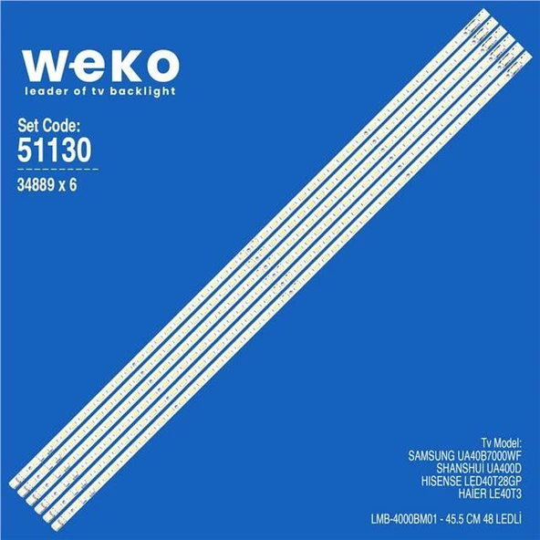 Wkset-6130 34889X6 Lmb-4000Bm01 6 Adet Led Bar (48Led) (Tvnizi açıp içindeki led barla birebir aynısı olduğunu görmeden almayınız. Sonrasında iade ALMAMAKTAYIZ.) ürün görseli 1