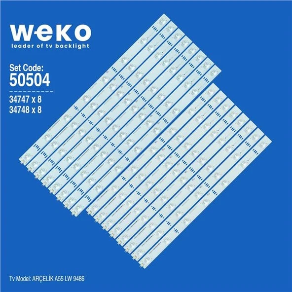 Wkset-5504 34747X8 34748X8 Arcelik_55_Zjg Zjd 16 Adet Led Bar (Tvnizi açıp içindeki led barla birebir aynısı olduğunu görmeden almayınız. Sonrasında iade ALMAMAKTAYIZ.) ürün görseli 1