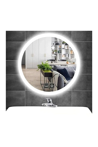 GLOBAL LED MIRROR 90 Cm Dokunmatik Tuşlu Buğu Yapmayan Ledli Yuvarlak Banyo Aynası ürün görseli 1