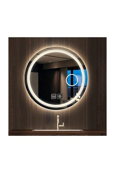 GLOBAL LED MIRROR 75 Cm Makyaj Aynalı Dokunmatik Tuşlu Buğu Yapmayan Ledli Yuvarlak Banyo Aynası ürün görseli 1