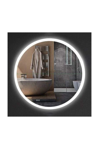 GLOBAL LED MIRROR 90 Cm Kumlamalı Yuvarlak Ledli Ayna Banyo Aynası Dekoratif Ayna Boy Ayna Salon Duvar Ayna ürün görseli 1