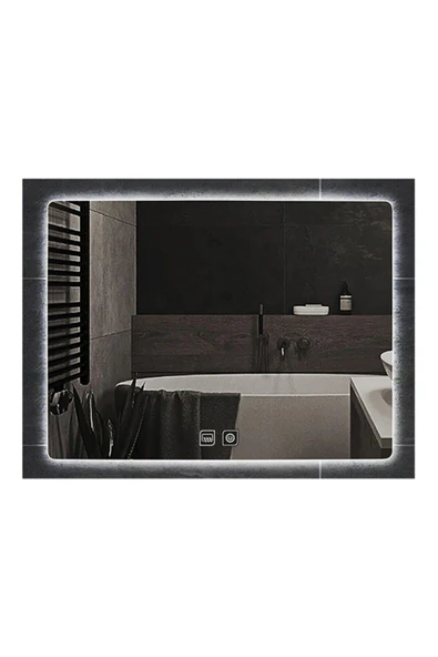 GLOBAL LED MIRROR 50x65 Cm Dokunmatik Tuşlu Buğu Çözücü Ledli Banyo Aynası Dekoratif Ayna ürün görseli 1