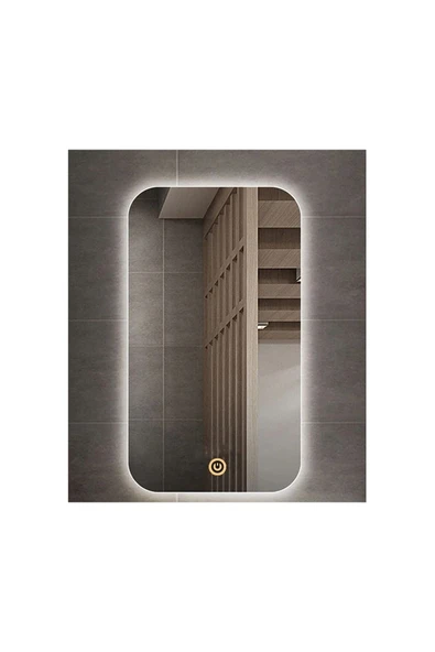 GLOBAL LED MIRROR 60x70 Cm Dokunmatik Tuşlu Ledli Ayna Banyo Aynası Dekoratif Ayna Boy Ayna Salon Duvar Ayna ürün görseli 1