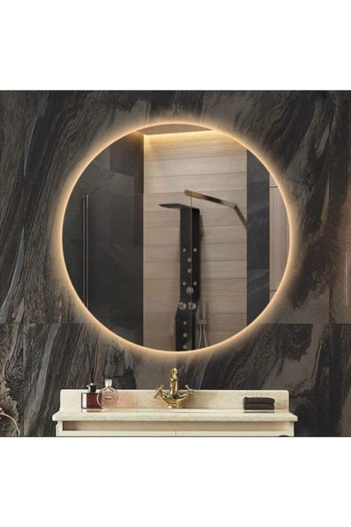 GLOBAL LED MIRROR 60 Cm Yuvarlak Ledli Ayna Antrasit Dresuar Hol Koridor Duvar Salon Banyo Wc Ofis ürün görseli 1