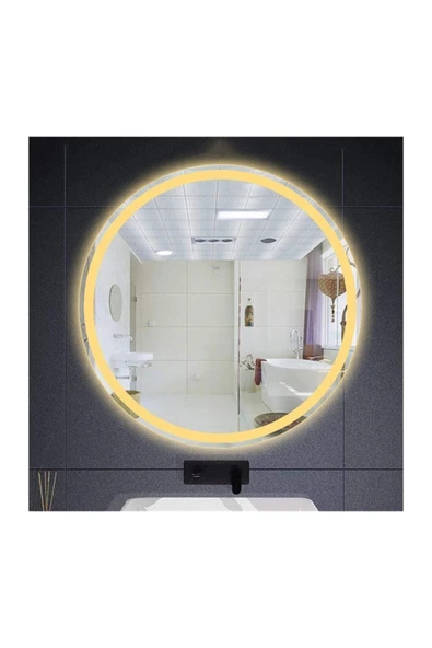 GLOBAL LED MIRROR 75 cm Kumlamalı Ledli Yuvarlak Ayna Banyo Aynası Dekoratif Ayna Boy Ayna Salon Duvar Ayna ürün görseli 1