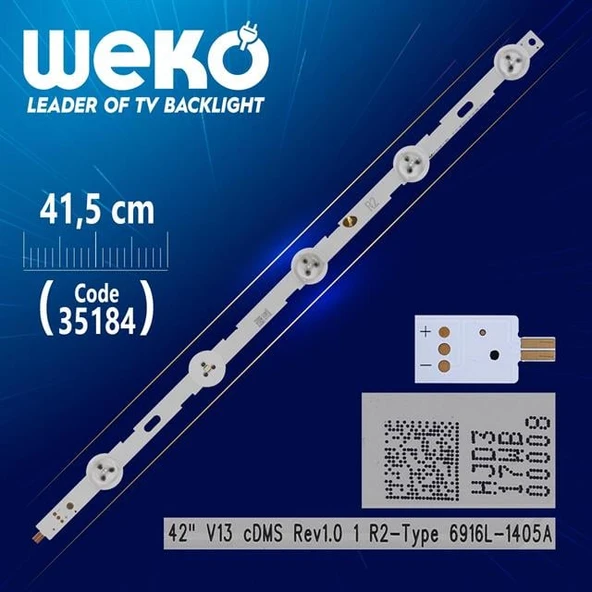 42'' V13 CDMS REV1.0 R2-TYPE - 6916L-1405A - 41.5 Cm 5 Ledli - (WK-487) Tv Led Bar (Tvnizi açıp içindeki led barla birebir aynısı olduğunu görmeden almayınız. Sonrasında iade ALMAMAKTAYIZ.) ürün görseli 1