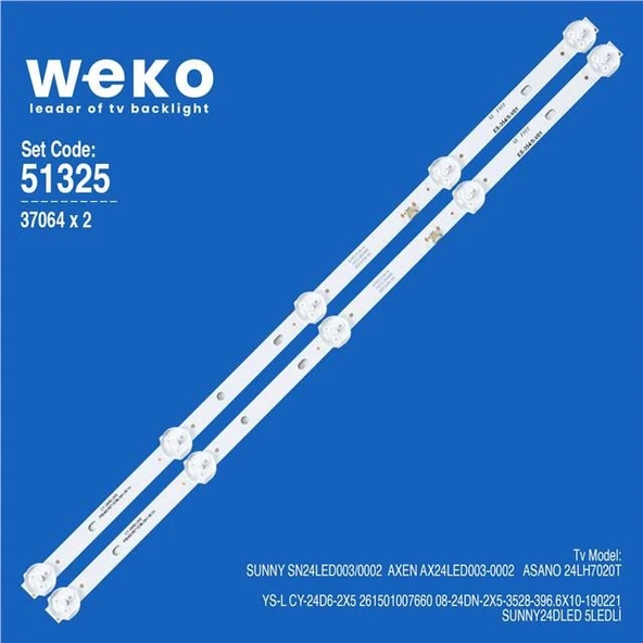 Wkset-6325 37064X2 Ys-L Cy-24D6-2X5 261501007660  2 Adet Led Bar (Tvnizi açıp içindeki led barla birebir aynısı olduğunu görmeden almayınız. Sonrasında iade ALMAMAKTAYIZ.) ürün görseli 1