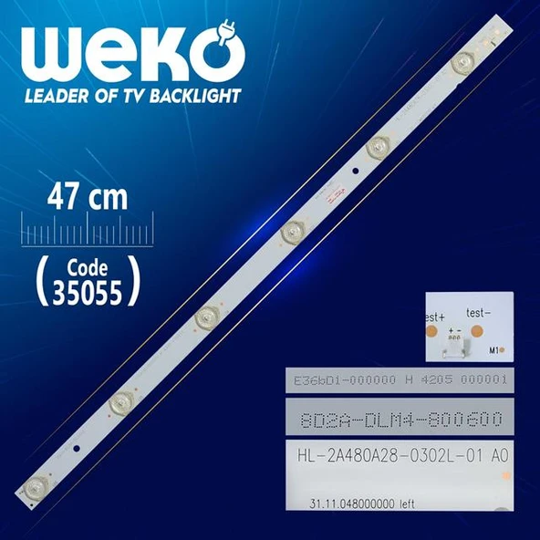 HL-2A480A28-0302L-01 A0 - 8D2A-DLM4-800600 - LEFT - 47 Cm 6 Ledli - WK-827 Led Tv Bar ürün görseli 1