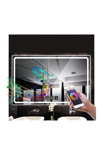 GLOBAL LED MIRROR 75x105 Cm Bluetoothlu Dokunmatik Tuşlu Buğu Yapmayan Ledli Banyo Aynası ürün görseli 1