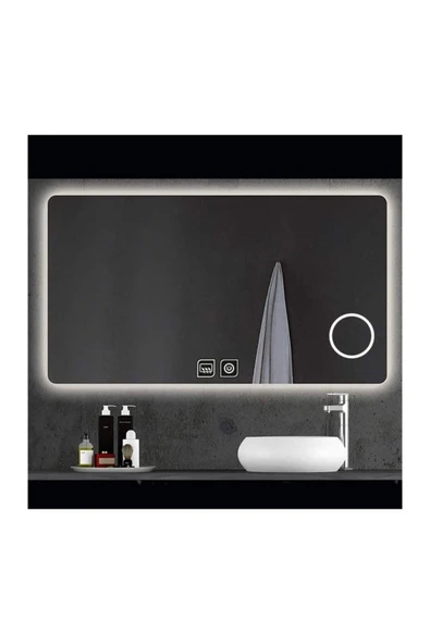 GLOBAL LED MIRROR 65x90 Cm Makyaj Aynalı Dokunmatik Tuşlu Buğu Yapmayan Ledli Banyo Aynası ürün görseli 1