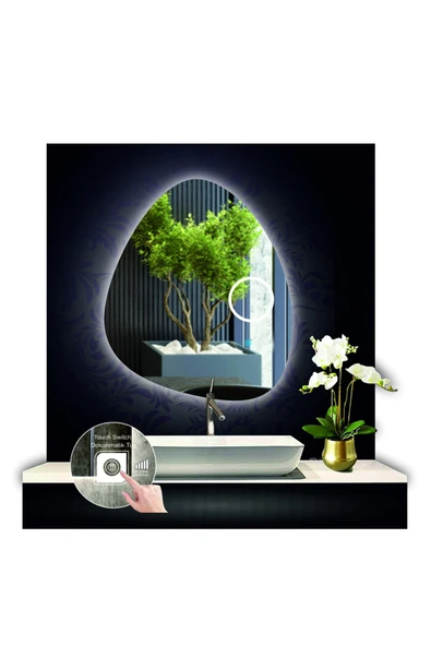 GLOBAL LED MIRROR 70 Cm Çapında Dokunmatik Ledli Makyaj Aynalı Asimetrik Banyo Aynası Dekoratif Led Işıklı Dikey Ayna ürün görseli 1