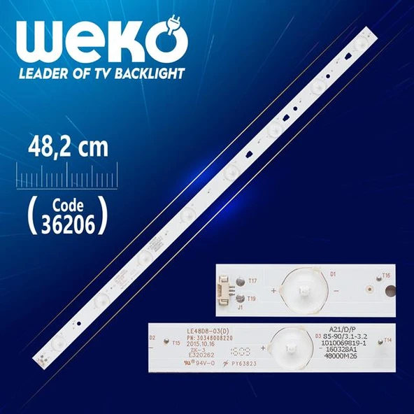 LE48D8-03(D) PN:30348008220  48000M26 - (8 Ledli) - 48.2 Cm - Tv Led Bar (Tvnizi açıp içindeki led barla birebir aynısı olduğunu görmeden almayınız. Sonrasında iade ALMAMAKTAYIZ.) ürün görseli 1