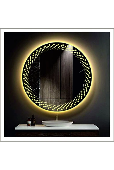 GLOBAL LED MIRROR 60 Cm Günışığı Ledli Tasarım Kumlamalı Banyo Aynası Makyaj Aynası Işıklı Ayna ürün görseli 1
